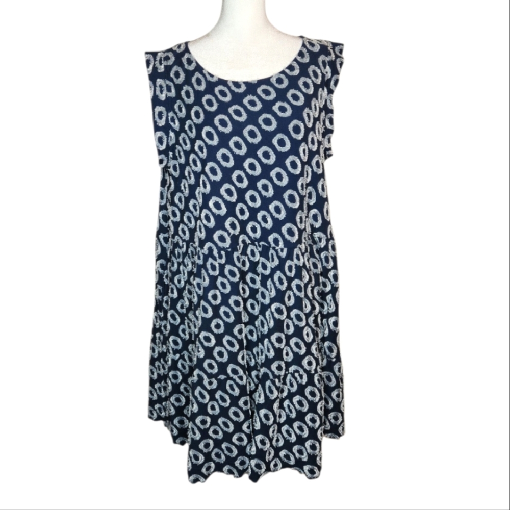 Maeve by Anthropologie Lisanne Swingy Textured Circle Dress Blue Size Medium